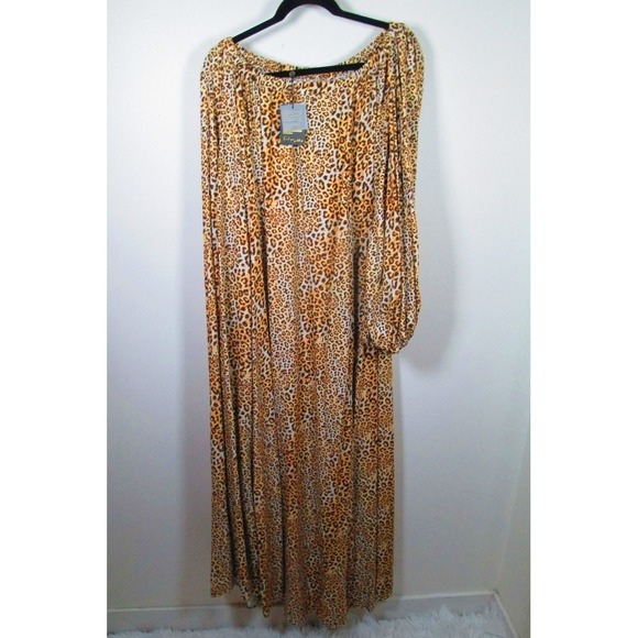 Erika Pena Dress Size OS Brown Animal Leopard Print One Shoulder Maxi - Picture 7 of 11